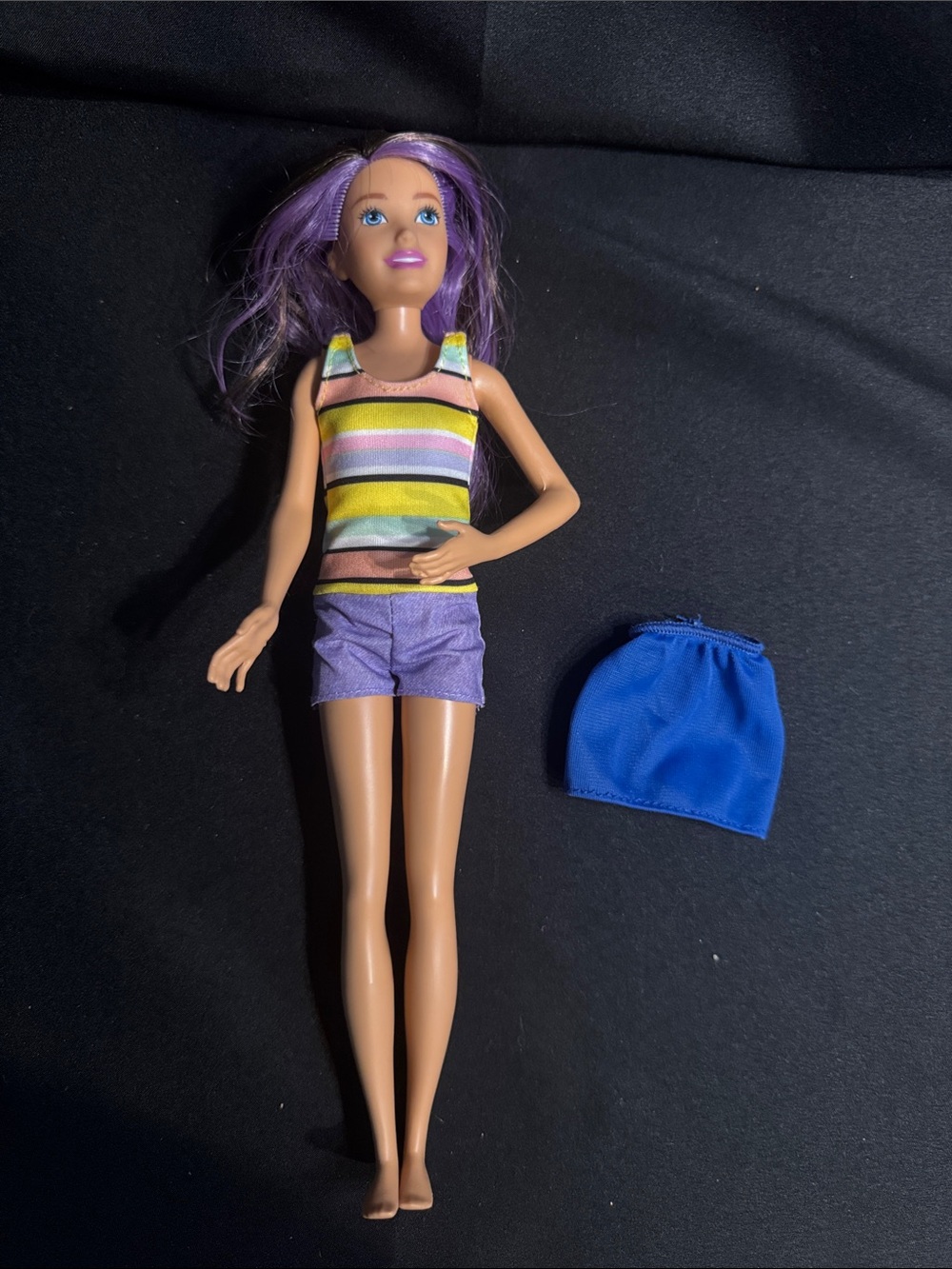 Barbie Babysitters Skipper Doll 2010 Brown Hair Purple Streaks Blue Eyes 10.5"